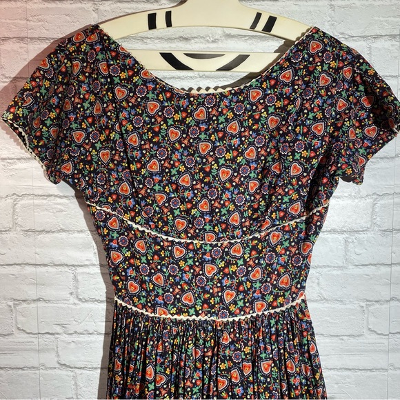 🎈SOLD❤️‍🩹Vintage Dress Maggi Stover 1950's Cute Vintage Dress Folk Art Pattern - Picture 5 of 16